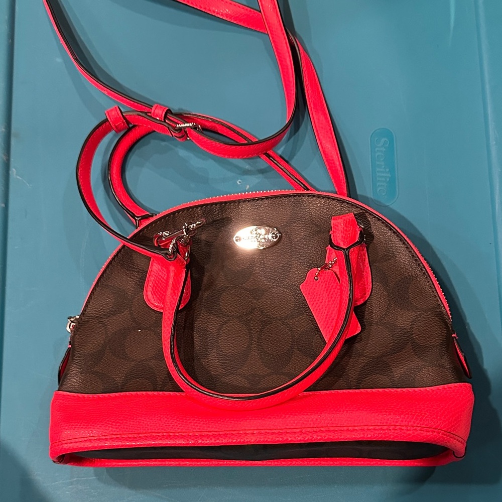 Coach Signature MINI Cora Domed Satchel in Brown